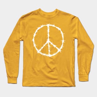 Barbed Wire Peace Sign (white print) Long Sleeve T-Shirt